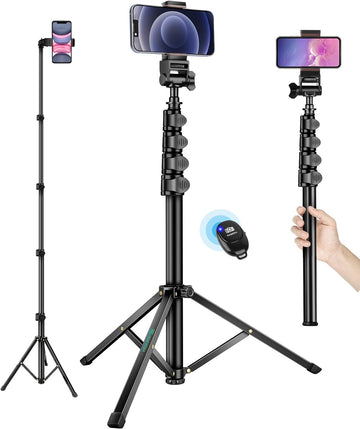 Gimlos - 70" Selfie Stick Tripod with Remote Phone Holder Carry Bag