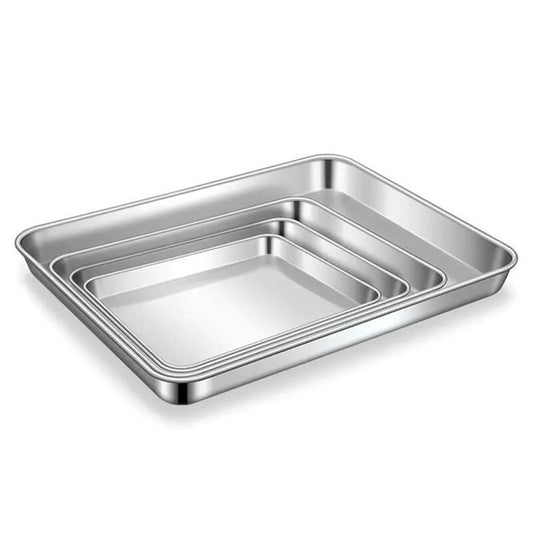 Baking Sheet Set of 4 – Stainless Steel Baking Pan Trays for Cookies & More, Healthy & Dishwasher Safe