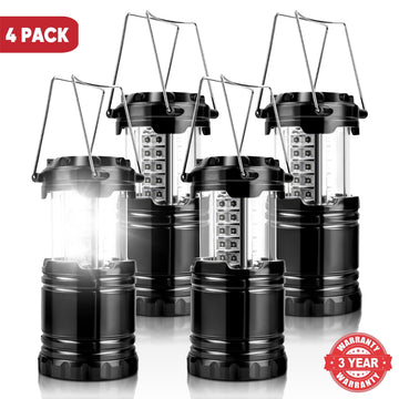 LED Camping Lanterns (4 Pack, Mini) – Collapsible Battery Flashlight for Hiking, Emergency, and Outdoor Gear