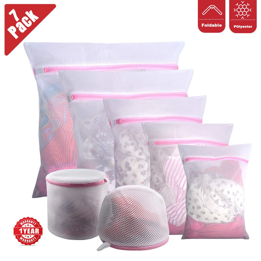 Mesh Laundry Wash Bags for Delicates – 7 Pack for Protecting Lingerie, Hosiery, and Fine Fabrics