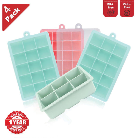 Silicone Ice Cube Trays with Lids for Freezer 4 Pack, Silicone Mold Tray